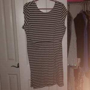 Gray and white striped dress